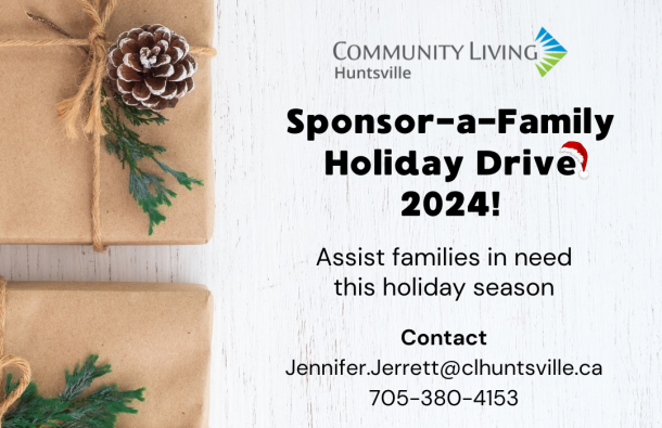 A poster for the annual Community Living Huntsville Sponsor a Family Holiday Drive for 2024